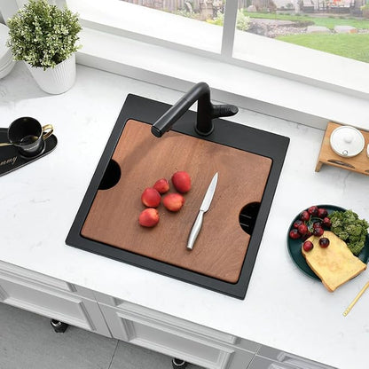 18 Inch Black Drop In Bar Sink Quartz, 18x18 Small Kitchen Sink | Quartz Small Wet Bar Outdoor Rv Kitchen Sink Topmount Workstation Single Bowl Drop In Kitchen Sink with Cutting Board