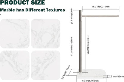 Hand Towel Holder, L-Shape Hand Towel Stand with Marble Base, Stainless Steel Swivel Hand Towel Rack Bar Standing for Bathroom Kitchen Countertop, 1 Arm (Brushed Nickel)