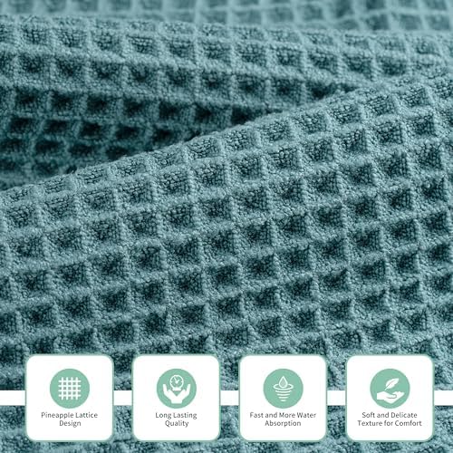 MICROFI New Microfiber Waffle Bath Towels, 3 Pieces, Oversized, Soft, Absorbent, Fast Drying, Lint Free, Includes Bath, Face and Hand Towels 430 GSM