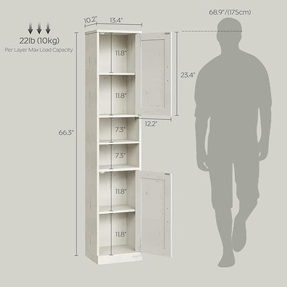 Tall Bathroom Cabinet with 2 Barn Doors, Farmhouse Storage Cabinet with Adjustable Shelves, Freestanding Bathroom Storage Organizer for Small Space, Kitchen, Bedroom, Cloud White