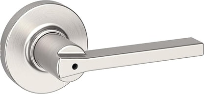 Kwikset Casey Interior Privacy Round Door Handle with Lock, Door Lever for Bathroom and Bedroom, Satin Nickel Reversible Keyless Turn Lock, with Microban Protection