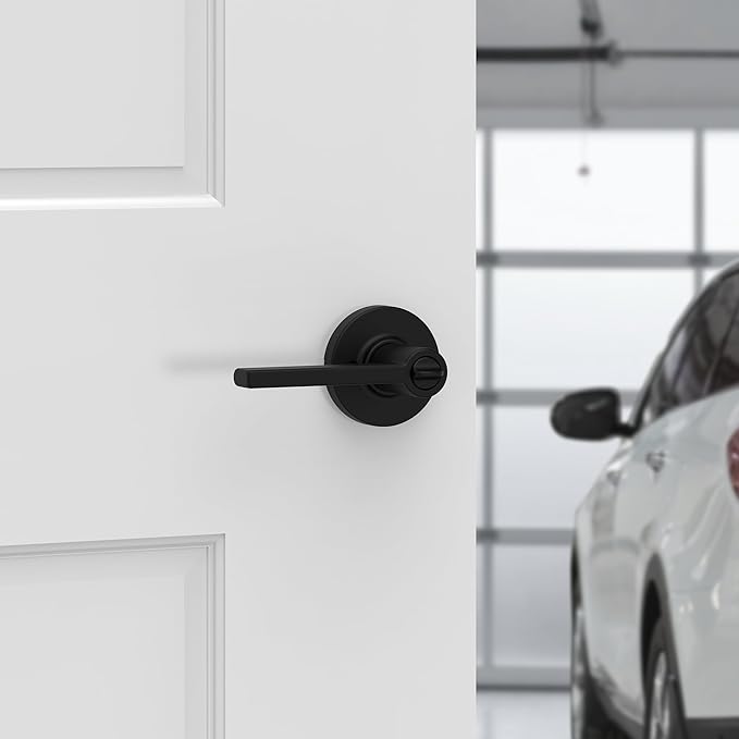 Kwikset Casey Entry Door Handle with Lock and Key, Secure Keyed Reversible Lever Exterior, for Front Entrance and Bedrooms, Matte Black, 10 Pack, Pick Resistant SmartKey Rekey Security and Microban