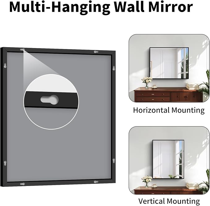 Koonmi Black Bathroom Mirror for Over Sink,Metal Framed 30"x22" Wall Mirror