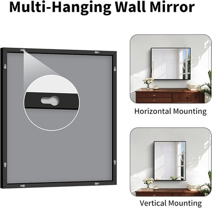 Koonmi Black Bathroom Mirror for Over Sink,Metal Framed 30"x22" Wall Mirror
