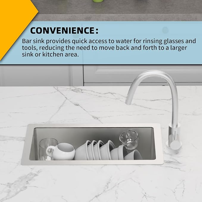 10x18In Stainless Steel Kitchen And Bar Sink, Undermount, Single Bowl | Small Kitchen And Bar Sink Set, Include SS Grid,Silicone Mat And Drain Assembly, Ideal Choice For Small Space