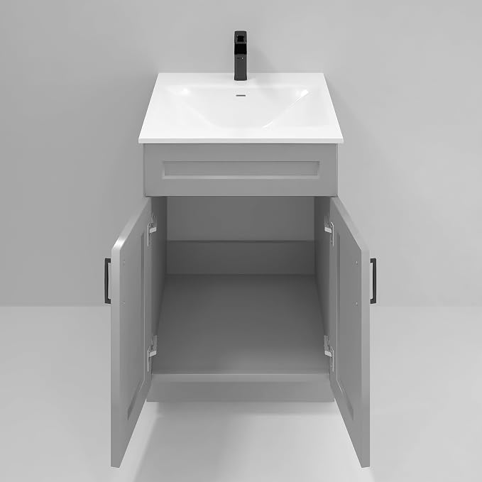 Bathroom Vanity Sink Base Ready-to-Assemble Bathroom Cabinet 24"/30'/36" Width (Vanity Base in Light Grey Shaker, 24 inch)