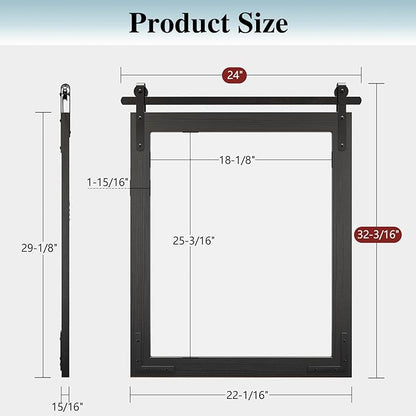 Black Farmhouse Bathroom Mirror, 24x32 Inch Black Vanity Mirror for Wall, Wood Framed Rustic Mirror Rectangular Wall Decor Mirrors for Entryway Living Room Bedroom