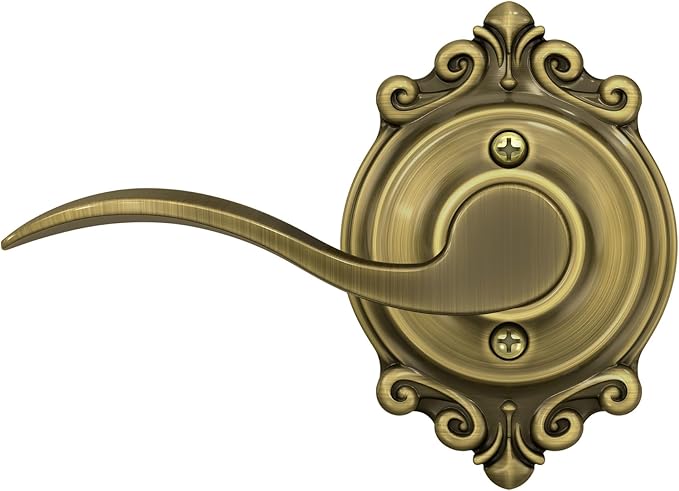 SCHLAGE Accent Lever with Brookshire Trim Non-Turning Lock in Antique Brass - Right Handed