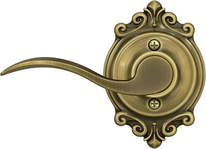 SCHLAGE Accent Lever with Brookshire Trim Non-Turning Lock in Antique Brass - Right Handed