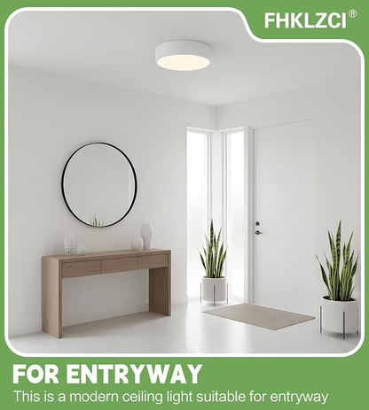 Modern LED Round Flush Mount Ceiling Light Fixture,White,11.81 inch | Dimmable,24Watts,Bright Adjustment,5CCT 3000K/3500K/4000K/5000K/6000K,Matte,Metal,for Kitchen,Bedroom,Bathroom,Hallway,Closet