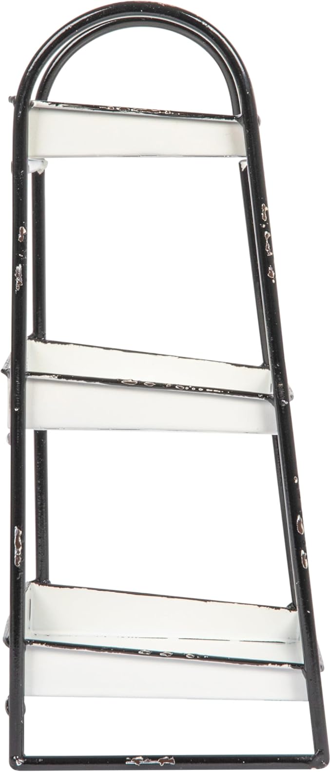 Creative Co-Op Heavily Distressed White 3-Tier Metal Tray with Black Frame & Rim