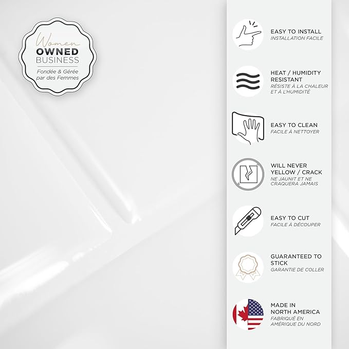 Smart Tiles Peel and Stick backsplash, Subway Pure White, 10.95"x9.7" | Pack of 10 (6.3 sq ft), Glossy, Heat/Moisture Resistant, Low VOC, Kitchen/Bathroom, Renter Friendly, Made in Canada