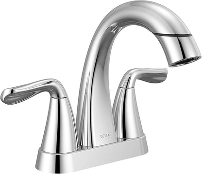 Delta Arvo Pull-Down Centerset Bathroom Faucet, Chrome Bathroom Sink Faucet, Bathroom Faucet with Pull Out Sprayer, 3-Hole Bathroom Faucet, Chrome 25840LF-PD
