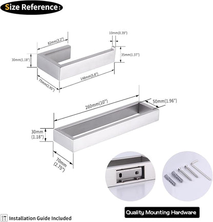 GERZWY Contemporary Stainless Steel Wall Mounted 2-Piece Bathroom Hardware Set - Towel Rings Toilet Paper Holder, Brushed Finish HG1708-2LS