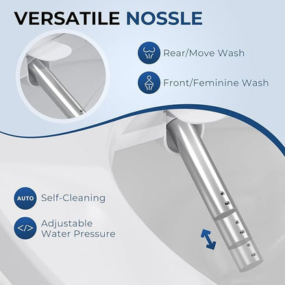 Bidet Toilet Seat Elongated, Electric Heated Seat with Instant Warm Water, Remote & Side Knob Control, Self-Clean Nozzle, Soft Close Lid, Night Light, Warm Air Dryer
