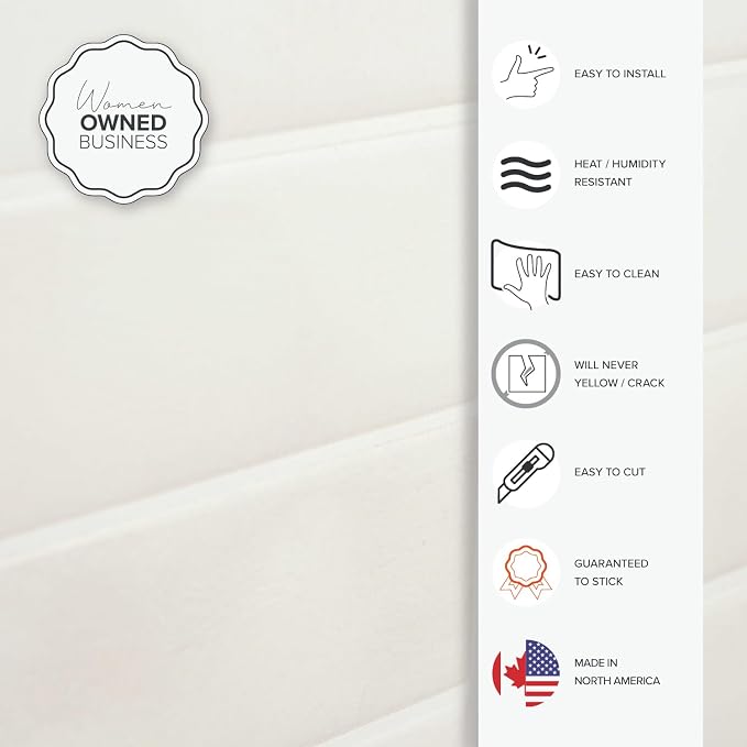 Smart Tiles Peel and Stick backsplash, Stacked White & Grey, 11.43"x9" | Pack of 5 (3.5 sq ft), Glossy, Heat/Moisture Resistant, Low VOC, Kitchen/Bathroom, Renter Friendly, Made in Canada