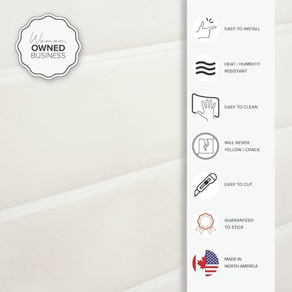 Smart Tiles Peel and Stick backsplash, Stacked White & Grey, 11.43"x9" | Pack of 5 (3.5 sq ft), Glossy, Heat/Moisture Resistant, Low VOC, Kitchen/Bathroom, Renter Friendly, Made in Canada