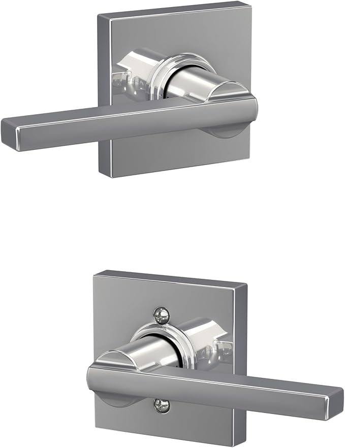 Schlage F10 LAT 625 COL Latitude Lever with Collins Trim Hall & Closet Passage Door Lock, Bright Chrome