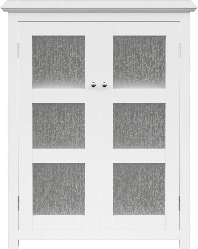 Teamson Home Conner Freestanding Two-Door Floor Storage Cabinet with 2 Adjustable Shelves, White