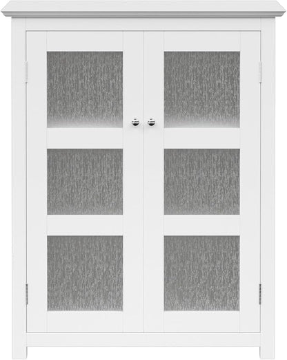 Teamson Home Conner Freestanding Two-Door Floor Storage Cabinet with 2 Adjustable Shelves, White