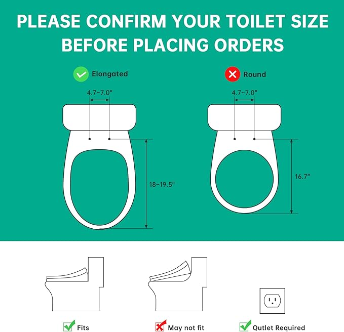 Heated Smart Toilet Seat with Feminine Wash & Dryer, Elongated Bidet with Adjustable Water Temperature, Pressure & Nozzle Position, Easy Installation & Soft-Close Lid for Modern Bathrooms