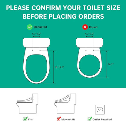 Heated Smart Toilet Seat with Feminine Wash & Dryer, Elongated Bidet with Adjustable Water Temperature, Pressure & Nozzle Position, Easy Installation & Soft-Close Lid for Modern Bathrooms