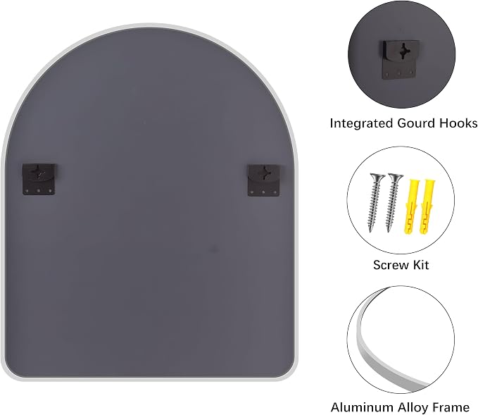 FORBATH Large Arched Wall Mirror 40x48 Inch, Silver Arch Bathroom Mirror with Aluminum Frame, Arched Mirror for Dresser, Fireplace,Entryway,Home Decor,Hanging or Leaning Against Wall