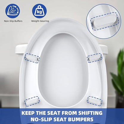SS124 Toilet Seat Replacement Compatible with TOTO, Elongated Soft Close Toilet Seat for SS124, Transitional Slow-close & Heavy Duty, with Universal Toilet Bolts and Nuts, Cotton White