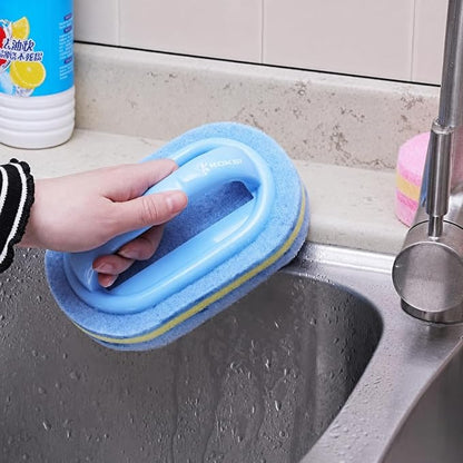 KOKSI Cleaning Brush for Bathroom Kitchen Bathtub Toilet Cleaner All Purpose Shower Sponge Scrubbing Brush with Ergonomic Handle