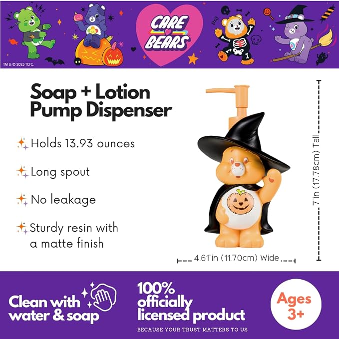 Care Bears Cheer Bear Wicked Witch Halloween Soap/Lotion/Hand Sanitizer Resin Pump Dispenser, 13.93 Ounces, (Officially Licensed Product) by Franco