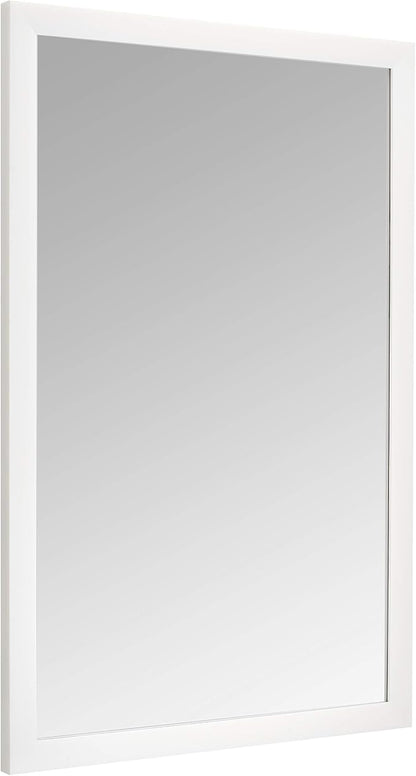 Amazon Basics Rectangular Wall Mount Mirror for Bedroom, Living Room, Entryway, 24" x 36", Standard Trim, White, Hangs Horizontally or Vertically