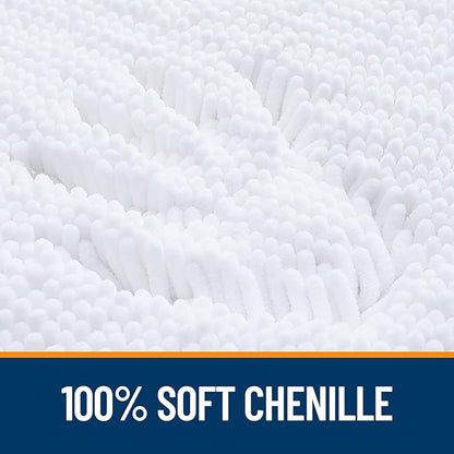 OLANLY Large Bathroom Rugs 44x32, Extra Soft Absorbent Chenille Bath Rugs | White, Quick-Drying Rubber Backing, Machine Washable Bath Mat for Bathroom Floor, Tub and Shower, Home Decor Accessories