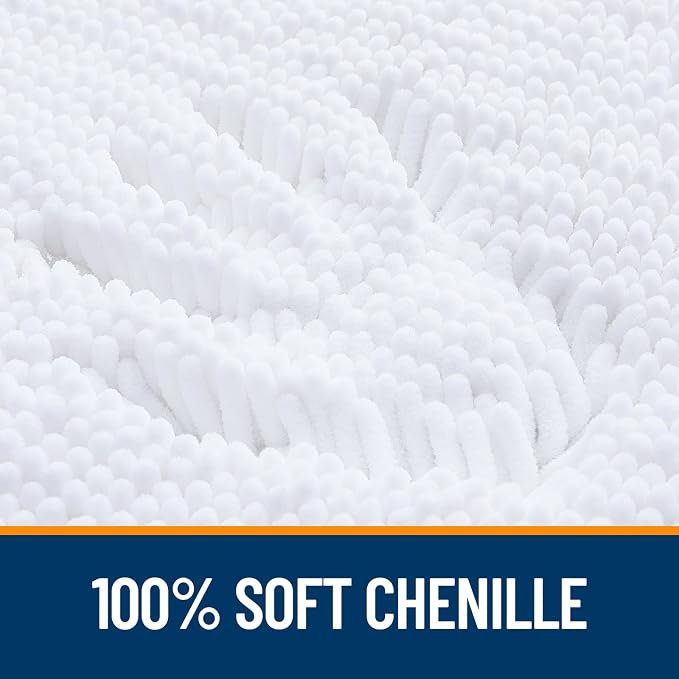 OLANLY Large Bathroom Rugs 70x46, Extra Soft Absorbent Chenille Bath Rugs | White, Quick-Drying Rubber Backing, Machine Washable Bath Mat for Bathroom Floor, Tub and Shower, Home Decor Accessories