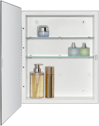 IDYLLOR Bathroom Medicine Cabinet with Beveled Edge Mirrored Door 16 x 20 inch, Recessed or Surface Mount, with Adjustable Glass Shelves