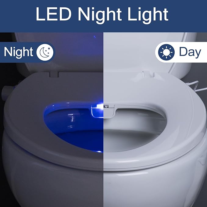 Bidet Toilet Seat Elongated, Heated Toilet Seat, Rear and Feminine Washing, Electric, Slow Close Lid, Night Light, Ambient Water Temperature, White