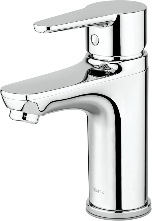 Pfister Pfirst Modern Bathroom Sink Faucet, Single Handle, Single Hole, Polished Chrome Finish, LG1420600