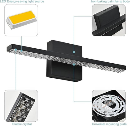 Modern LED Bathroom Vanity Lighting Fixtures Over Mirror 16inch 8W Modern Bath Light Matte Black Wall Lighting Fixture for Bathroom Cool White 6000K
