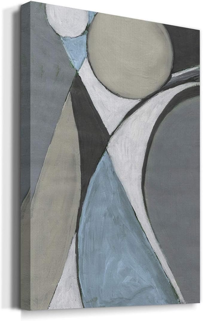 Renditions Gallery Canvas Abstract Wall Art Home Modern Decorations Paintings Blue Grey Soft Jewel Geometric Canvas Wall Hanging Artwork Prints for Bedroom Living Room Office - 12"x18" LT02