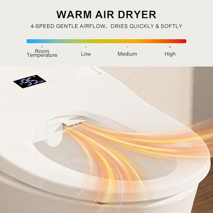 Electric Bidet Toilet Seat, Heated Toilet Seat, Elongated White | Warm Water Wash, Warm Air Dryer, Self-Cleaning Nozzle, Wireless Remote, LED Night Light, Soft-Close Lid, Easy Install