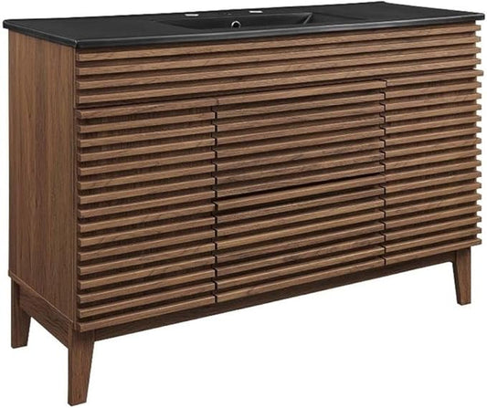 Modway Render 48" Single Bathroom Vanity in Walnut Black