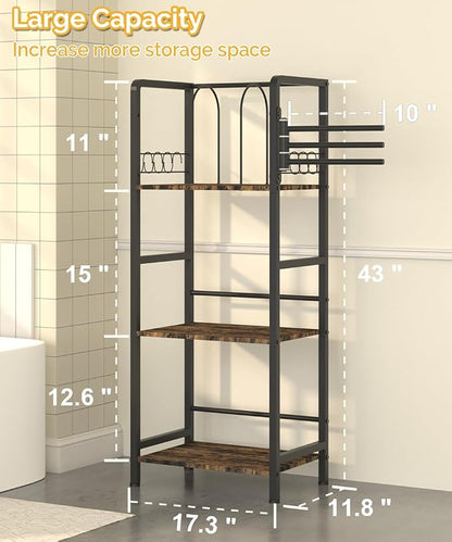 Mondazie Towel Racks for Bathroom Storage Shelves Free Standing, Black | 3-Tier Bathroom Towel Rack with 3 Rotating Bars, Pool Towel Holder Stand with Detachable Dividers & 8 Hooks for Poolside