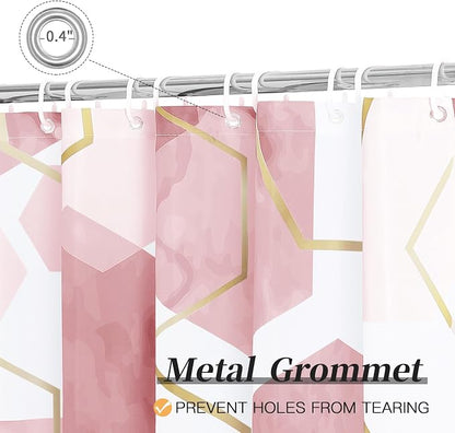 Litabel Long Shower Curtain for Bathroom, Geometric Bathroom Decor 72x78 | Long Modern Minimalist Shower Curtais, Pink Geometric Art Print Abstract Waterproof Bath Curtain