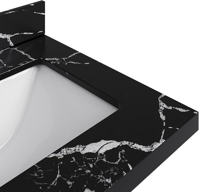 ARIEL Hepburn 60 Inch Double Rectangle Sink Bathroom Vanity with Nero Marquina Black Quartz Countertop 1.5 Inch in White