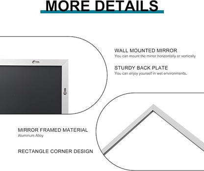 DESBING 30" x 36"Bathroom Mirror, Silver Rectangle Corner Wall Mirror with Metal Frame, Decorative Rectangular Vanity Mirror for Bedroom Bathroom Living Room Entryway (Horizontal/Vertical)
