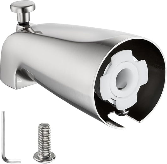 Slip-on Tub Spout with Diverter, Compatible with 1/2 Inch Copper Tube Fit, Bathroom Bathtub Spout 1-Pack (Brushed Nickel)