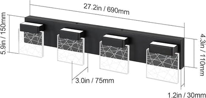 Aipsun Black Bathroom Light Fixtures Modern Vanity Lighting Fixtures LED Vanity Light for Bathroom 4 Light Vanity Lighting 6000K