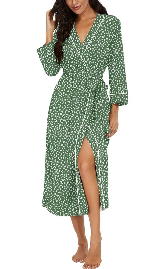 PrinStory Womens Robe Long Knit Bathrobe Lightweight Soft Robes Ladies Bath Robe