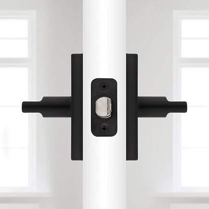 Kwikset Halifax Interior Passage Door Handle, Lever For Closet and Hallway Doors, Reversible Non-Locking Handle Lever, Matte Black, with Microban Protection