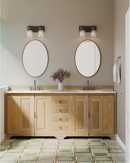 Progress Lighting P300046-020 Calhoun Collection Clear Glass Farmhouse Bath Vanity Light, 2-Light, Antique Bronze