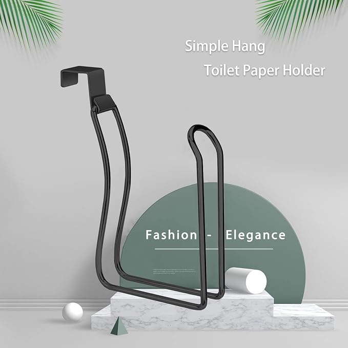 Over the Tank Toilet Paper Holder, Metal Toilet Paper Holder, Black | Toilet Paper Roll Holder, Bathroom Toilet Paper Storage, Space Saving for Bathroom